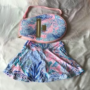 RARE Lily Pulitzer Luxletic Aila Tennis Skort and Tennis Racket Cover - LIKE NEW